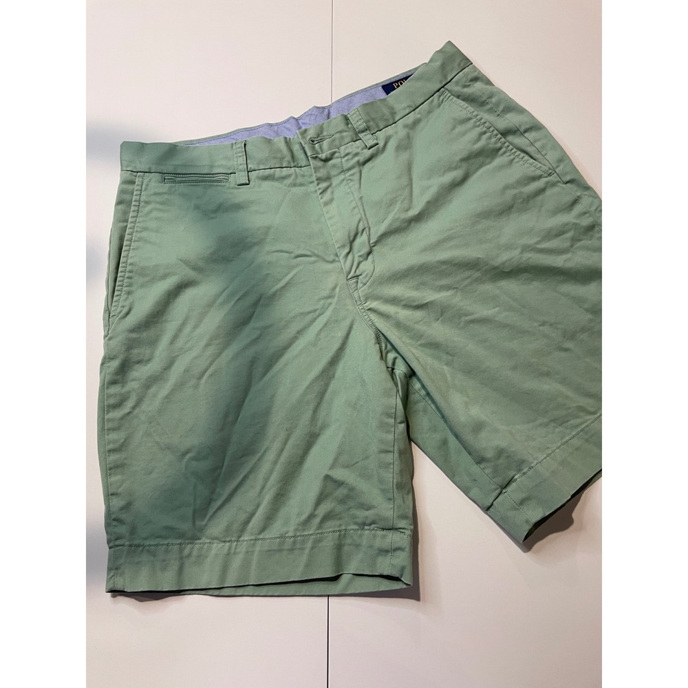 Polo Ralph Lauren Mens Sage Green Stretch Classic Fit Chino Shorts Size 33